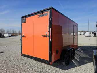 New 2025 SCHNEIDER ORANGE/BLACK OUT Cargo Express XL SE 7' x 14' 7K Ramp Door V-nose Enclosed Cargo Trailer