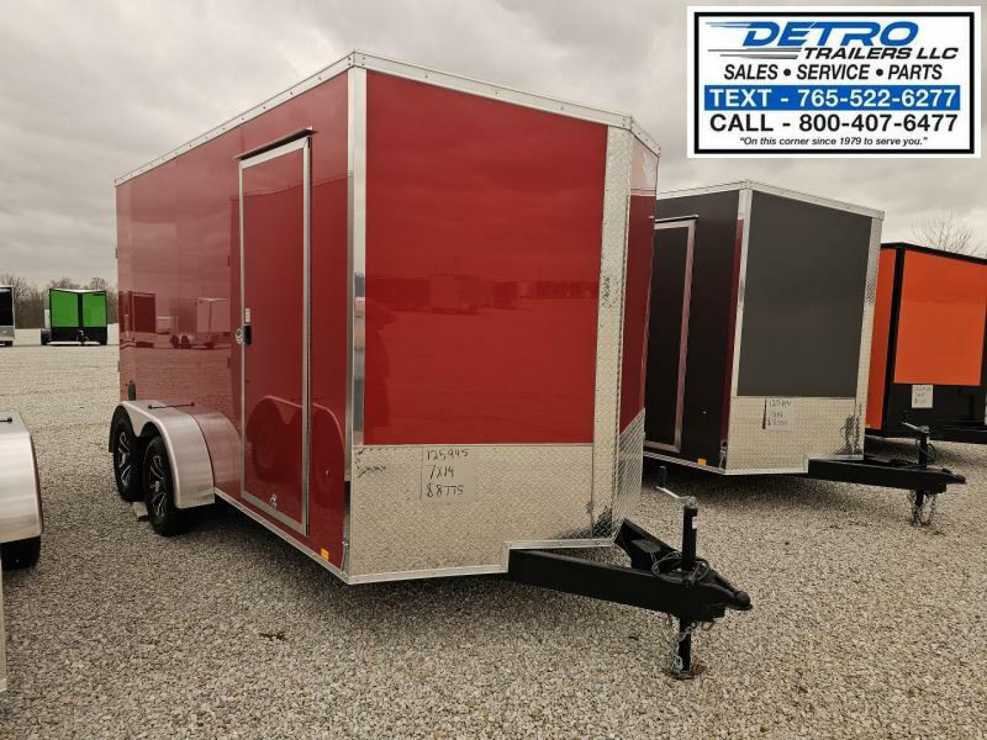 New 2025 BRIGHT RED Cargo Express XL SE 7' x 14' 7K Ramp Door Sloped V-nose Enclosed Cargo Trailer