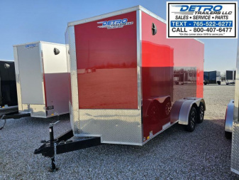 New 2025 BRIGHT RED Cargo Express XL SE 7' x 14' 7K Ramp Door Sloped V-nose Enclosed Cargo Trailer