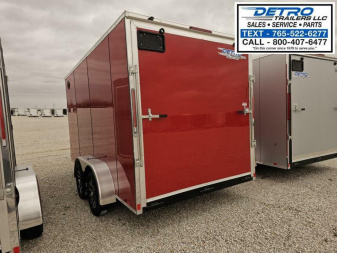 New 2025 BRIGHT RED Cargo Express XL SE 7' x 14' 7K Ramp Door Sloped V-nose Enclosed Cargo Trailer