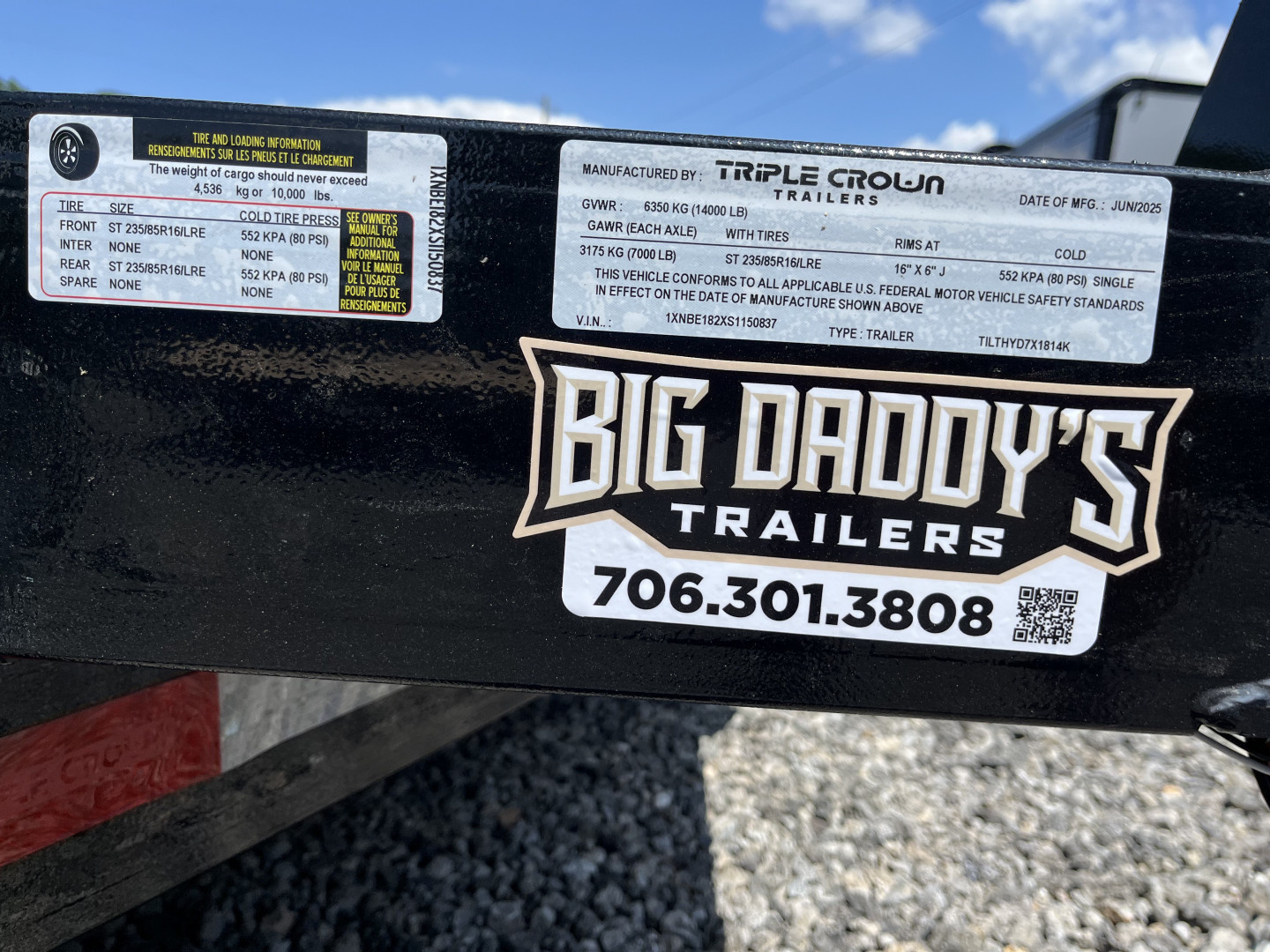 New 2025 Triple Crown 7X18 Power Tilt Equipment Trailer, 14K GVWR