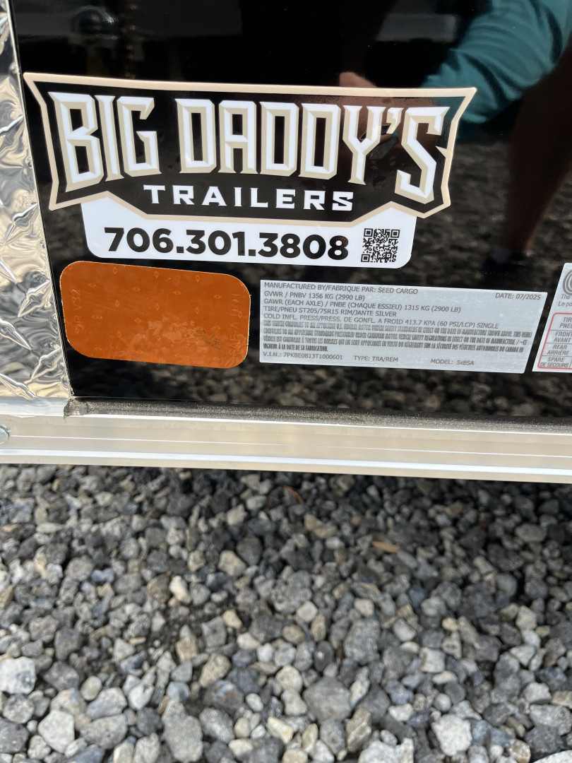 New 2026 Big Daddys Edition 5X8 Enclosed Trailer With Side Door, Ramp Door, Diamond Plate
