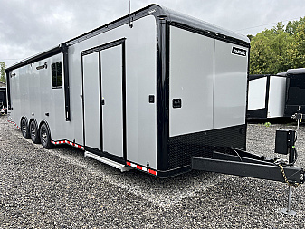 New 2025 Haulmark 34 Bathoom Race Trailer, Air, Awning, Polycor, Insulated, Window, Aide Step, Air Prep Package, Heat