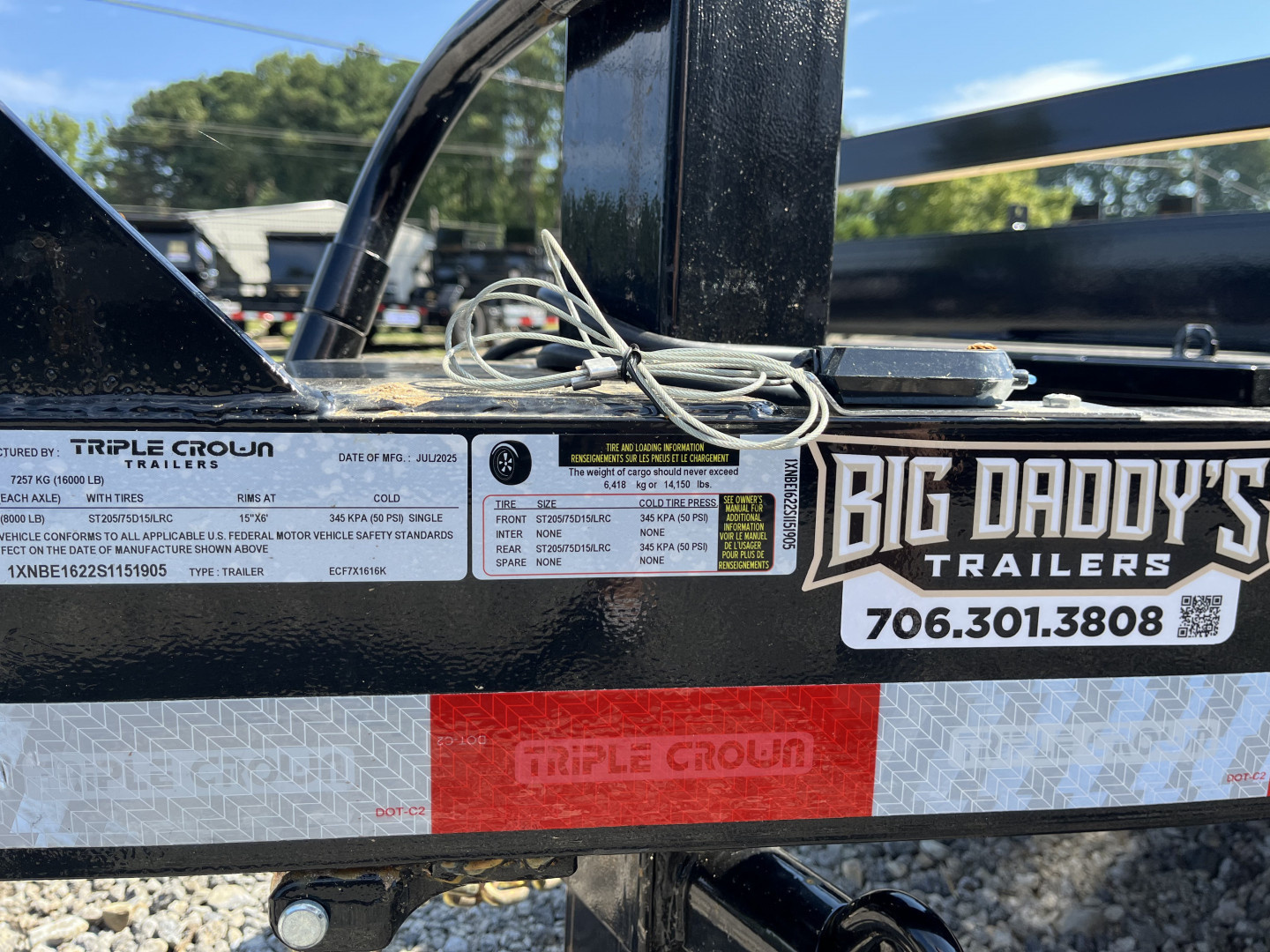 New 2025 Triple Crown 7X16 Heavy Duty Equipment Trailer, 5' Ramps, 16K GVWR