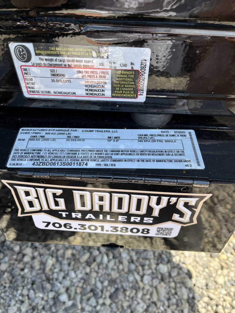 New 2025 U-Dump 4'x6'x19" ATV UTV Dump Trailer, 2K GVWR, Single Axle