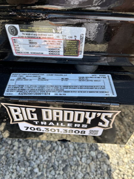 New 2025 U-Dump 4'x6'x19" ATV UTV Dump Trailer, 2K GVWR, Single Axle