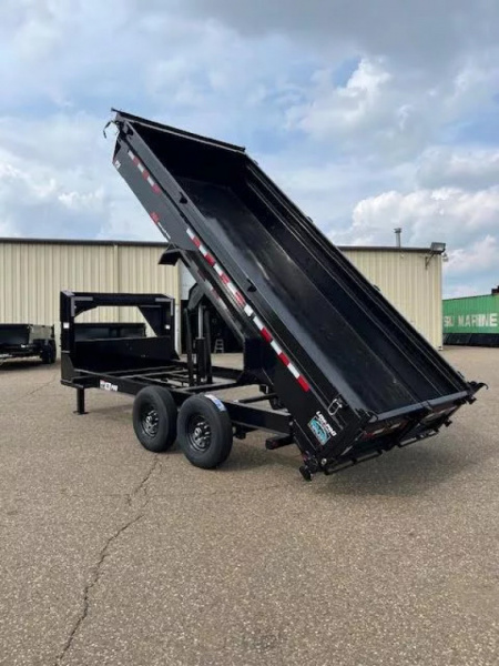 New 2026 PJ 83" x 16' DL Gooseneck Dump Trailer Hydraulic Jacks