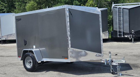 New 5 X 8 LIGHTNING POLY COR EXTERIOR ENCLOSED CARGO SINGLE AXLE ALL ALUMINUM