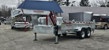 New 82  X 16' GALVANIZED DUMP GOOSENECK 10 K AXLES TRUMPH 2026 POWER JACK