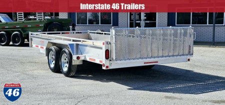 New 80" X 14' UTILITY BI-FOLD REAR GATE TANDEM AXLE ALUMINUM GALVANIZED RIMS