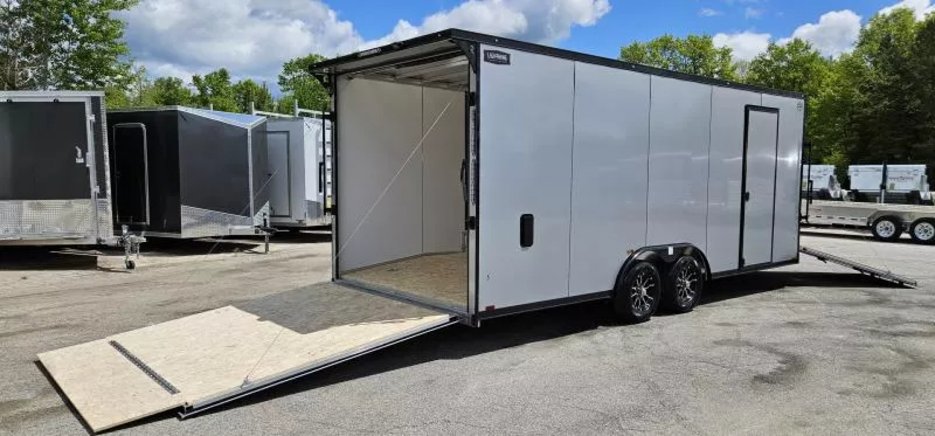 New 8 X 20 CAR HAULER ENCLOSED W/DROP DOWN FRONT DOOR 2026 LIGHTNING ALL ALUMINUM