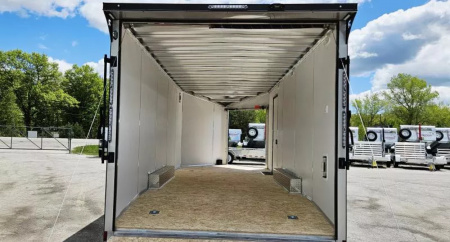 New 8 X 20 CAR HAULER ENCLOSED W/DROP DOWN FRONT DOOR 2026 LIGHTNING ALL ALUMINUM
