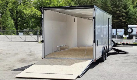 New 8 X 20 CAR HAULER ENCLOSED W/DROP DOWN FRONT DOOR 2026 LIGHTNING ALL ALUMINUM