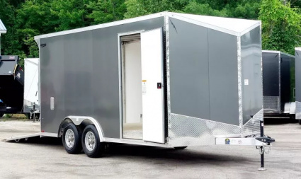 New 8 X 16 CAR HAULER ENCLOSED LIGHTNING 5200# AXLES ALL ALUMINUM