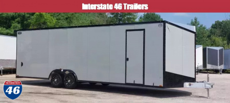 New 8 X 28 CAR HAULER ENCLOSED 5200# AXLES ALL POLYCOR ALUMINUM LIGHTNING