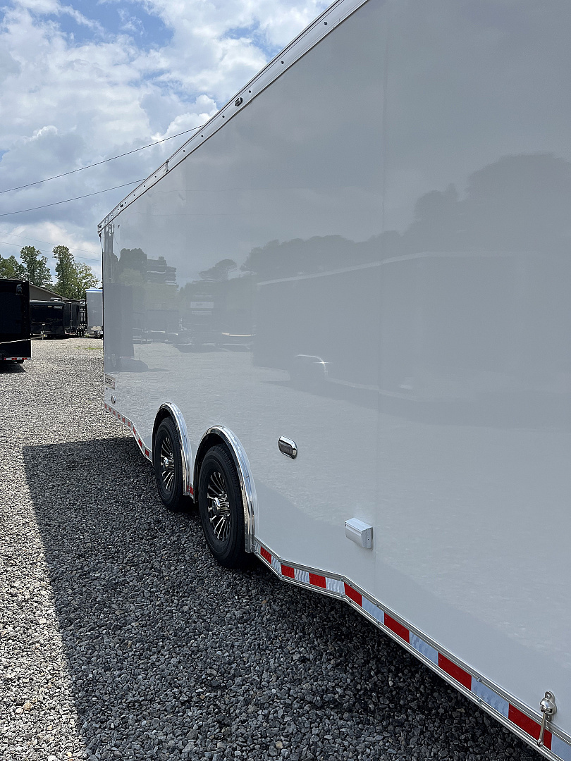 New 2025 Haulmark 32 EDGE ALUMINUM Race Trailer, Sportsman Plus PKG, Premium Escape Door, White PolyCor, 14K GVWR