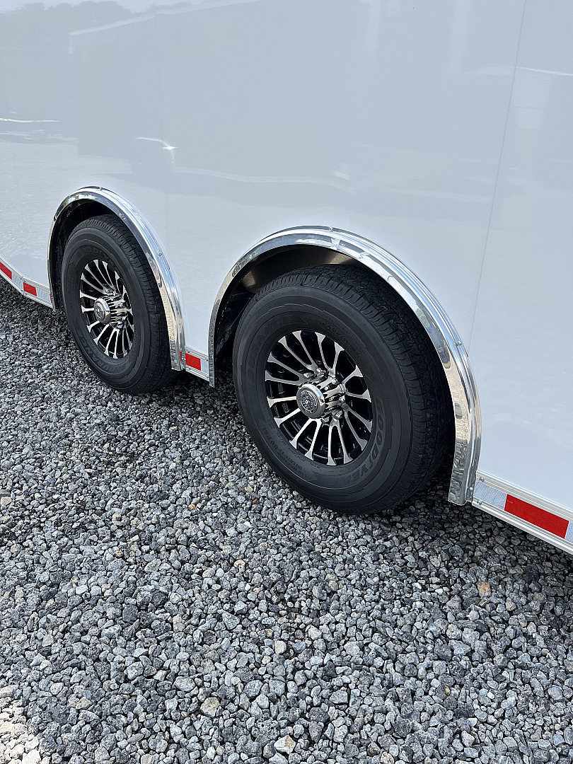 New 2025 Haulmark 32 EDGE ALUMINUM Race Trailer, Sportsman Plus PKG, Premium Escape Door, White PolyCor, 14K GVWR