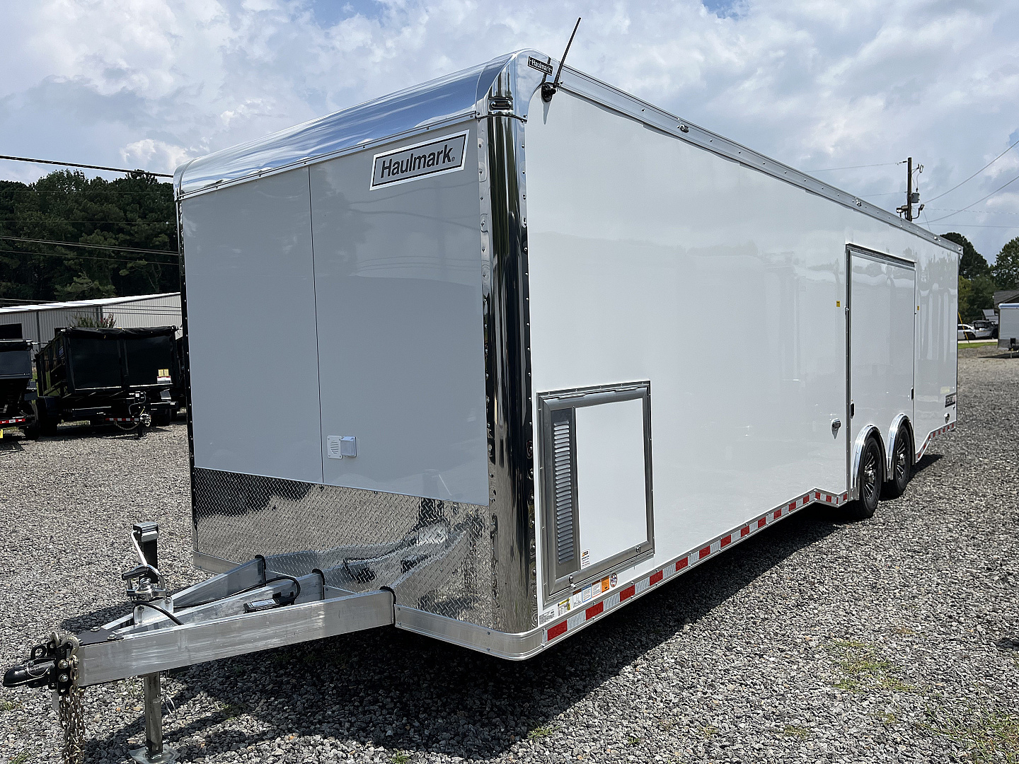 New 2025 Haulmark 32 EDGE ALUMINUM Race Trailer, Sportsman Plus PKG, Premium Escape Door, White PolyCor, 14K GVWR
