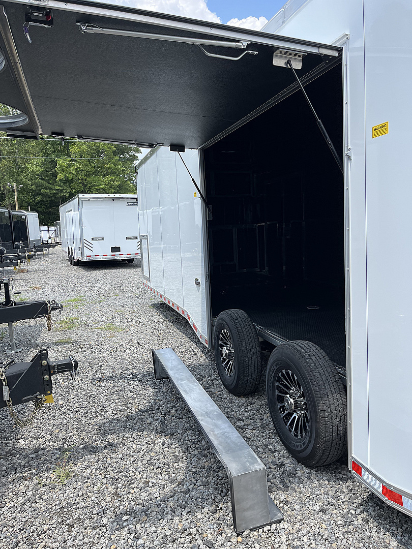 New 2025 Haulmark 32 EDGE ALUMINUM Race Trailer, Sportsman Plus PKG, Premium Escape Door, White PolyCor, 14K GVWR
