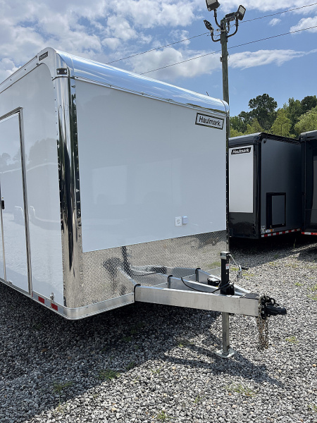 New 2025 Haulmark 32 EDGE ALUMINUM Race Trailer, Sportsman Plus PKG, Premium Escape Door, White PolyCor, 14K GVWR