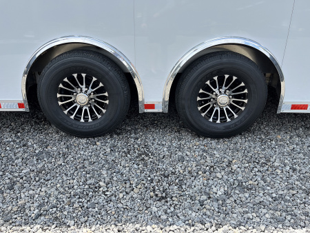 New 2025 Haulmark 32 EDGE ALUMINUM Race Trailer, Sportsman Plus PKG, Premium Escape Door, White PolyCor, 14K GVWR