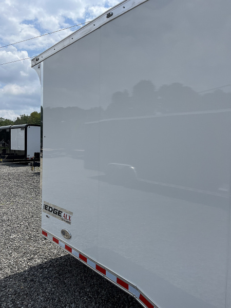 New 2025 Haulmark 32 EDGE ALUMINUM Race Trailer, Sportsman Plus PKG, Premium Escape Door, White PolyCor, 14K GVWR