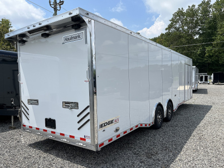 New 2025 Haulmark 32 EDGE ALUMINUM Race Trailer, Sportsman Plus PKG, Premium Escape Door, White PolyCor, 14K GVWR