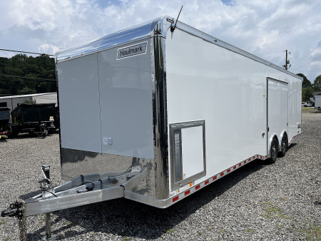 New 2025 Haulmark 32 EDGE ALUMINUM Race Trailer, Sportsman Plus PKG, Premium Escape Door, White PolyCor, 14K GVWR