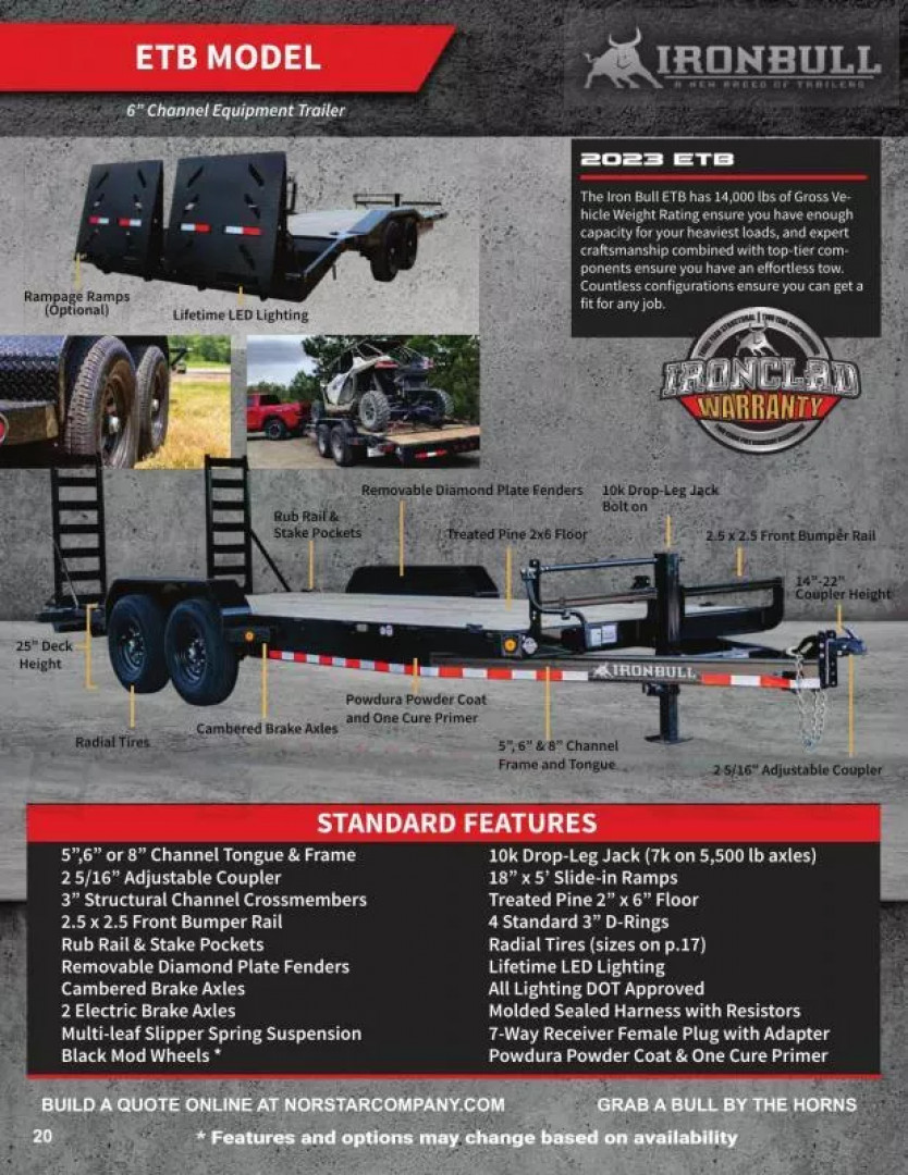 New 2026 Iron Bull ETB10 83" x 20' Equipment Trailer