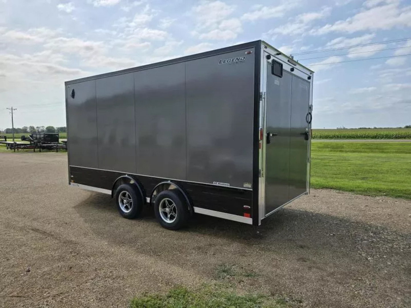 New 2026 Legend Trailers 8X19FTVTA35 8' X 16'+3'V UTV Enclosed Trailer (CHARCOAL WITH BLACK OUT PACKAGE)