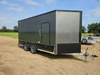 New 2026 Legend Trailers 8X19FTVTA35 8' X 16'+3'V UTV Enclosed Trailer (CHARCOAL WITH BLACK OUT PACKAGE)