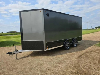 New 2026 Legend Trailers 8X19FTVTA35 8' X 16'+3'V UTV Enclosed Trailer (CHARCOAL WITH BLACK OUT PACKAGE)