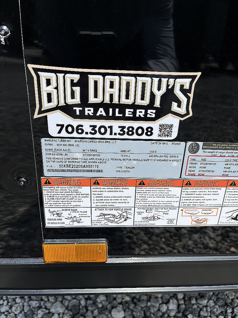 New 2026 Spartan 8.5x20 Enclosed Trailer, Polycor, 10K GVWR, StableDeck, Beavertail, 7' Interior
