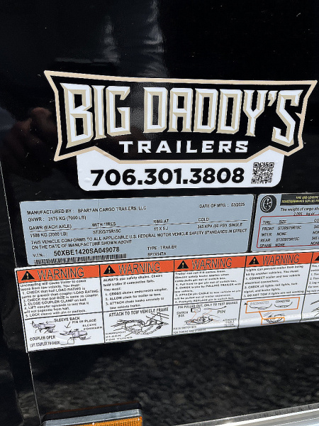 New 2026 Spartan 7X14 Enclosed Trailer, Black Exterior, Tandem Axle, StableDeck, 7K GVWR