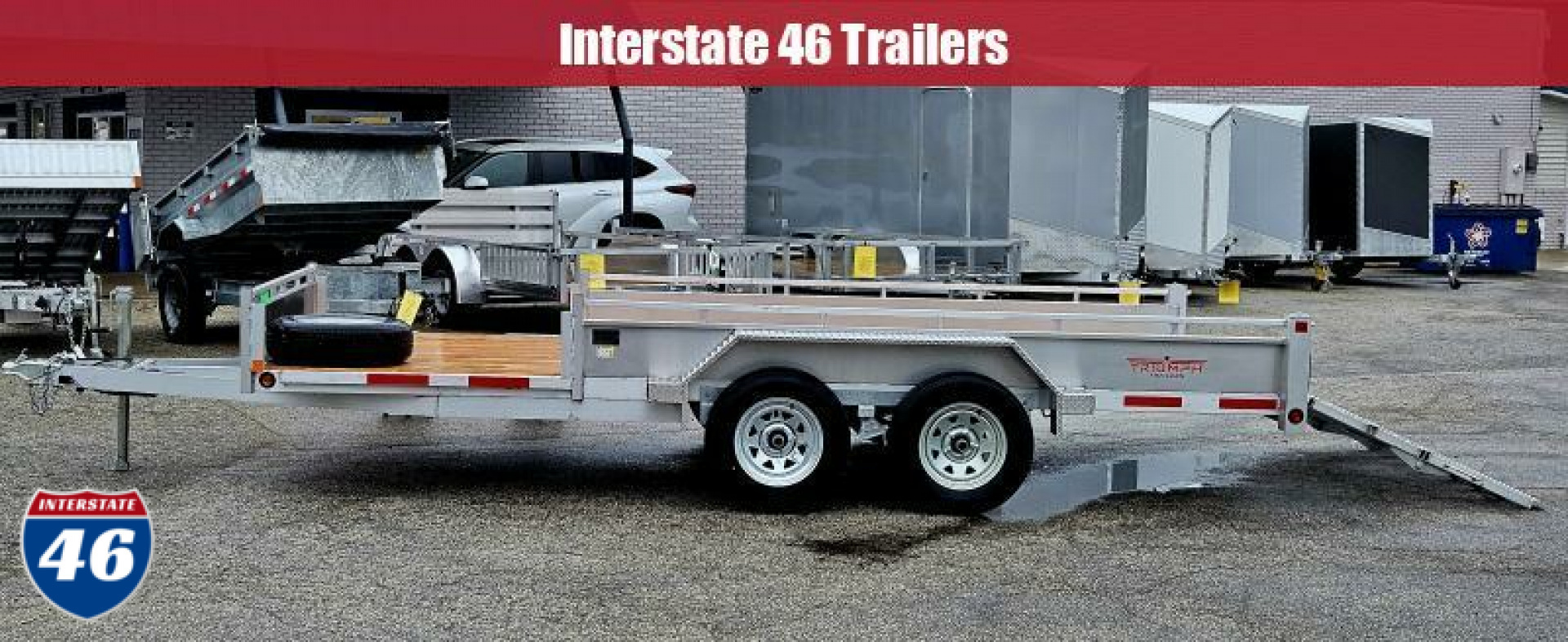 New 80 X 16 TRIUMPH ALUMINUM UTILITY TRAILER W/SIDE RAMPS TANDEM AXLE