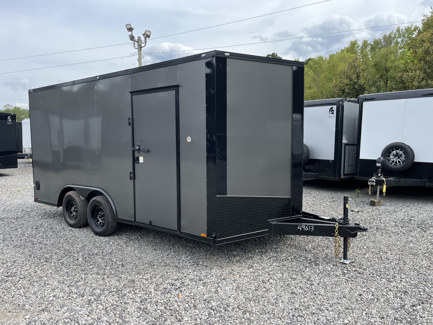 New 2026 Spartan Cargo 8.5x16 Enclosed Trailer, Black PolyCor, 7' Interior, 54" Triple Tube Tongue, 1-Piece Aluminum Roof, STABLEDECK
