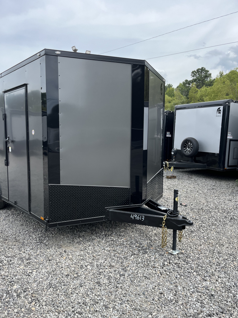 New 2026 Spartan Cargo 8.5x16 Enclosed Trailer, Black PolyCor, 7' Interior, 54" Triple Tube Tongue, 1-Piece Aluminum Roof, STABLEDECK