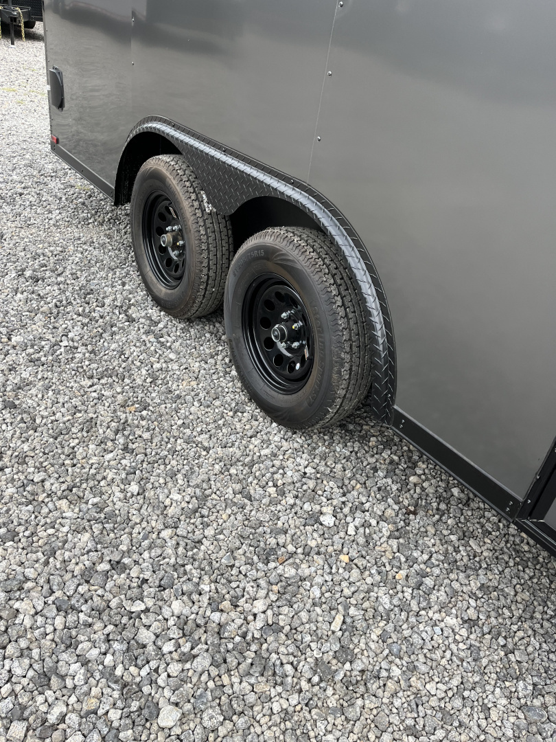 New 2026 Spartan Cargo 8.5x16 Enclosed Trailer, Black PolyCor, 7' Interior, 54" Triple Tube Tongue, 1-Piece Aluminum Roof, STABLEDECK