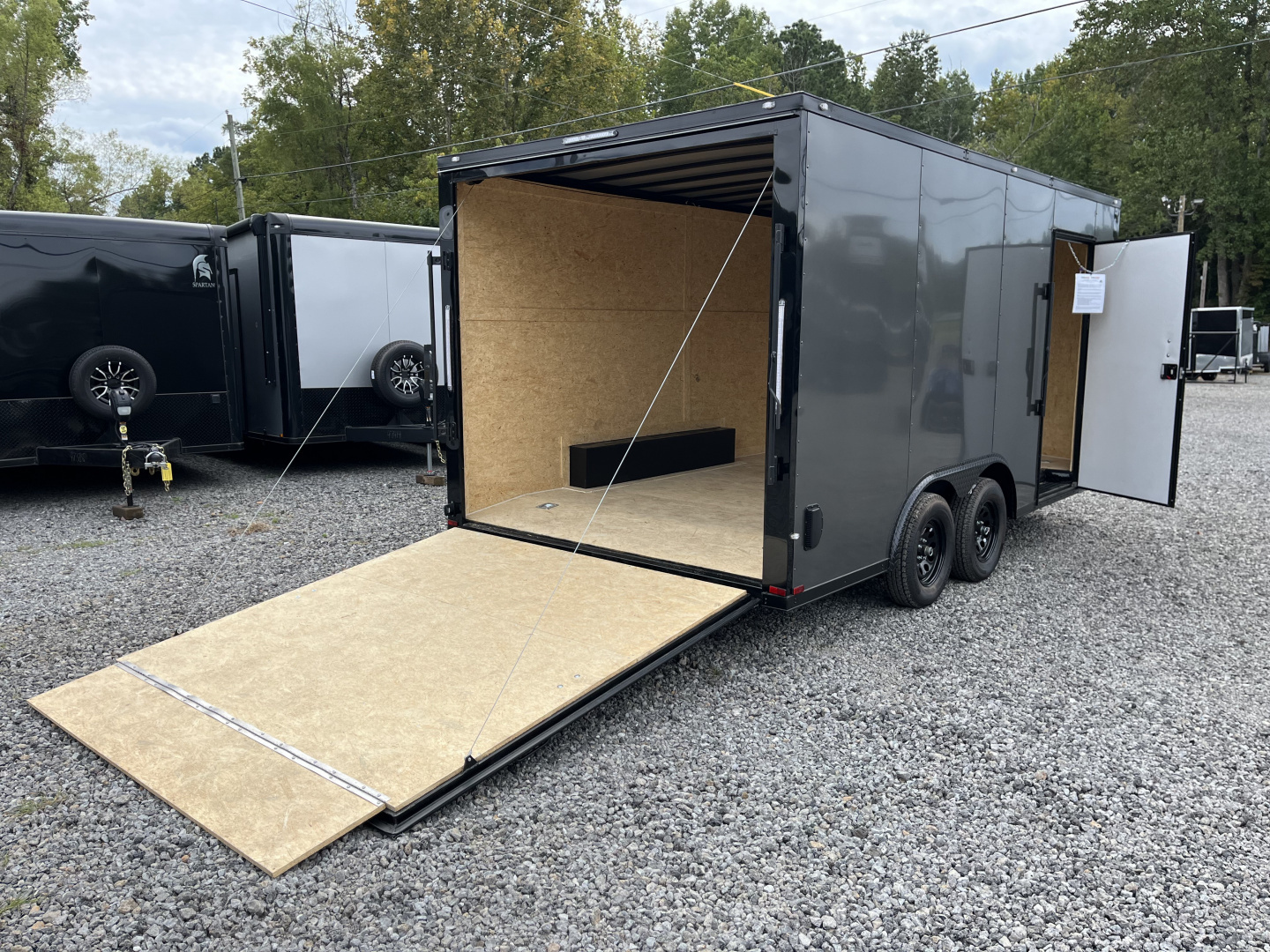 New 2026 Spartan Cargo 8.5x16 Enclosed Trailer, Black PolyCor, 7' Interior, 54" Triple Tube Tongue, 1-Piece Aluminum Roof, STABLEDECK