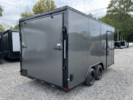 New 2026 Spartan Cargo 8.5x16 Enclosed Trailer, Black PolyCor, 7' Interior, 54" Triple Tube Tongue, 1-Piece Aluminum Roof, STABLEDECK