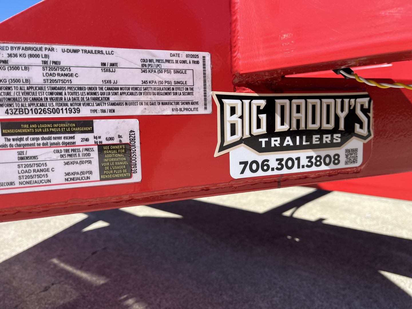 New 2025 U-Dump 6x10x31'', Pro-Lite Low-Profile Dump Trailer, 8K GVWR, Tarp & Roller, Upgraded Aluminum Mag Wheels, Swift Red