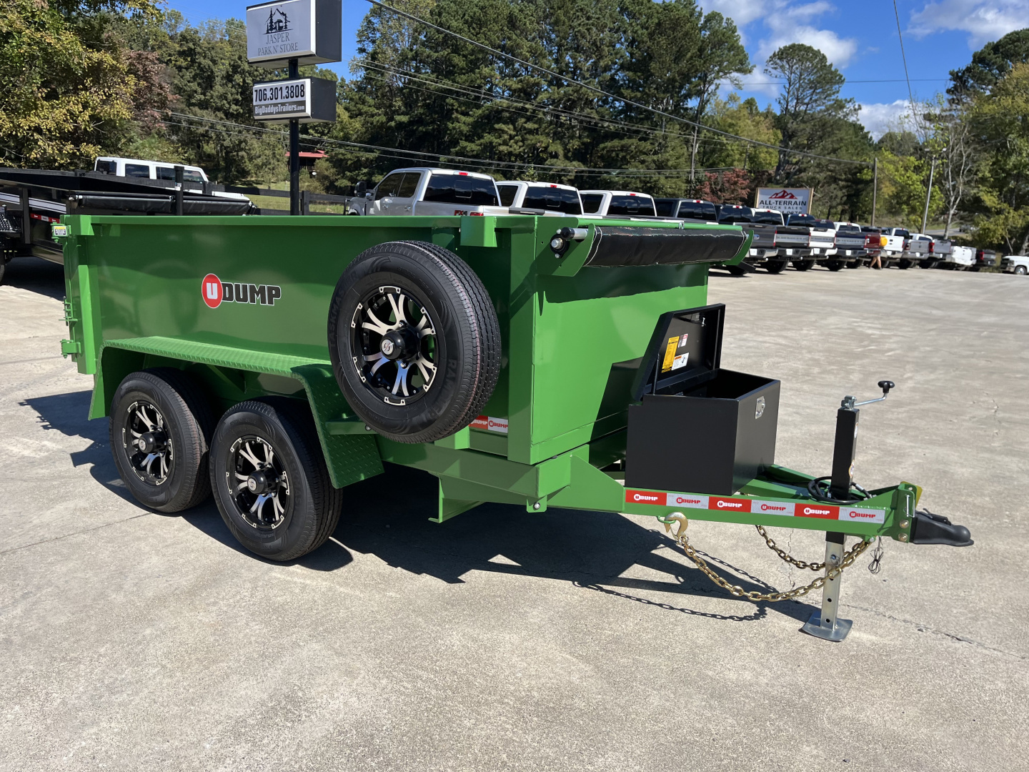 New 2025 U-Dump 5x10x31'' Pro-Lite Low-Profile Dump Trailer, 10K GVWR, Tarp & Roller, Upgraded Aluminum Mag Wheels, OD Green