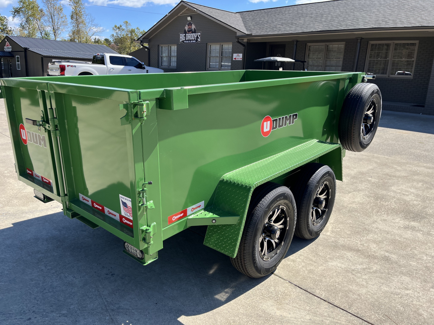 New 2025 U-Dump 5x10x31'' Pro-Lite Low-Profile Dump Trailer, 10K GVWR, Tarp & Roller, Upgraded Aluminum Mag Wheels, OD Green