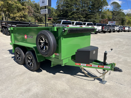 New 2025 U-Dump 5x10x31'' Pro-Lite Low-Profile Dump Trailer, 10K GVWR, Tarp & Roller, Upgraded Aluminum Mag Wheels, OD Green