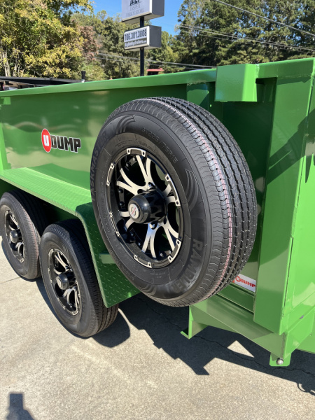 New 2025 U-Dump 5x10x31'' Pro-Lite Low-Profile Dump Trailer, 10K GVWR, Tarp & Roller, Upgraded Aluminum Mag Wheels, OD Green