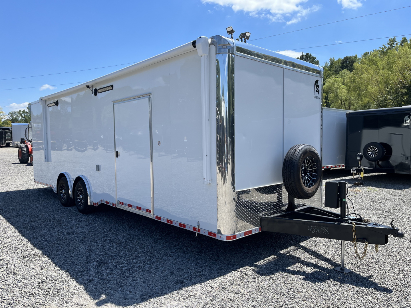 New 2026 Spartan 8.5x28 Race Trailer, PolyCor, Escape Door, 7'6" Interior, 14K GVWR, A/C, Awning, Rubber Coin PKG, Generator Compartment
