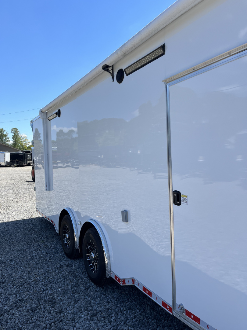 New 2026 Spartan 8.5x28 Race Trailer, PolyCor, Escape Door, 7'6" Interior, 14K GVWR, A/C, Awning, Rubber Coin PKG, Generator Compartment