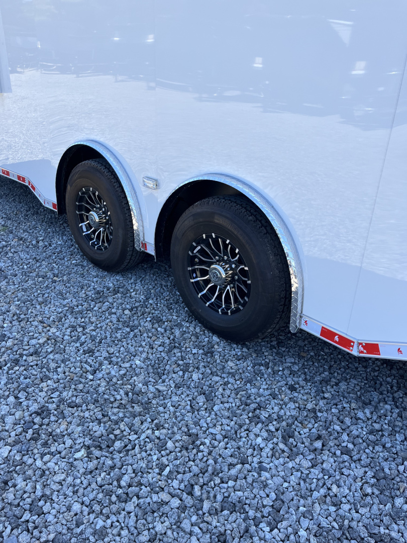 New 2026 Spartan 8.5x28 Race Trailer, PolyCor, Escape Door, 7'6" Interior, 14K GVWR, A/C, Awning, Rubber Coin PKG, Generator Compartment