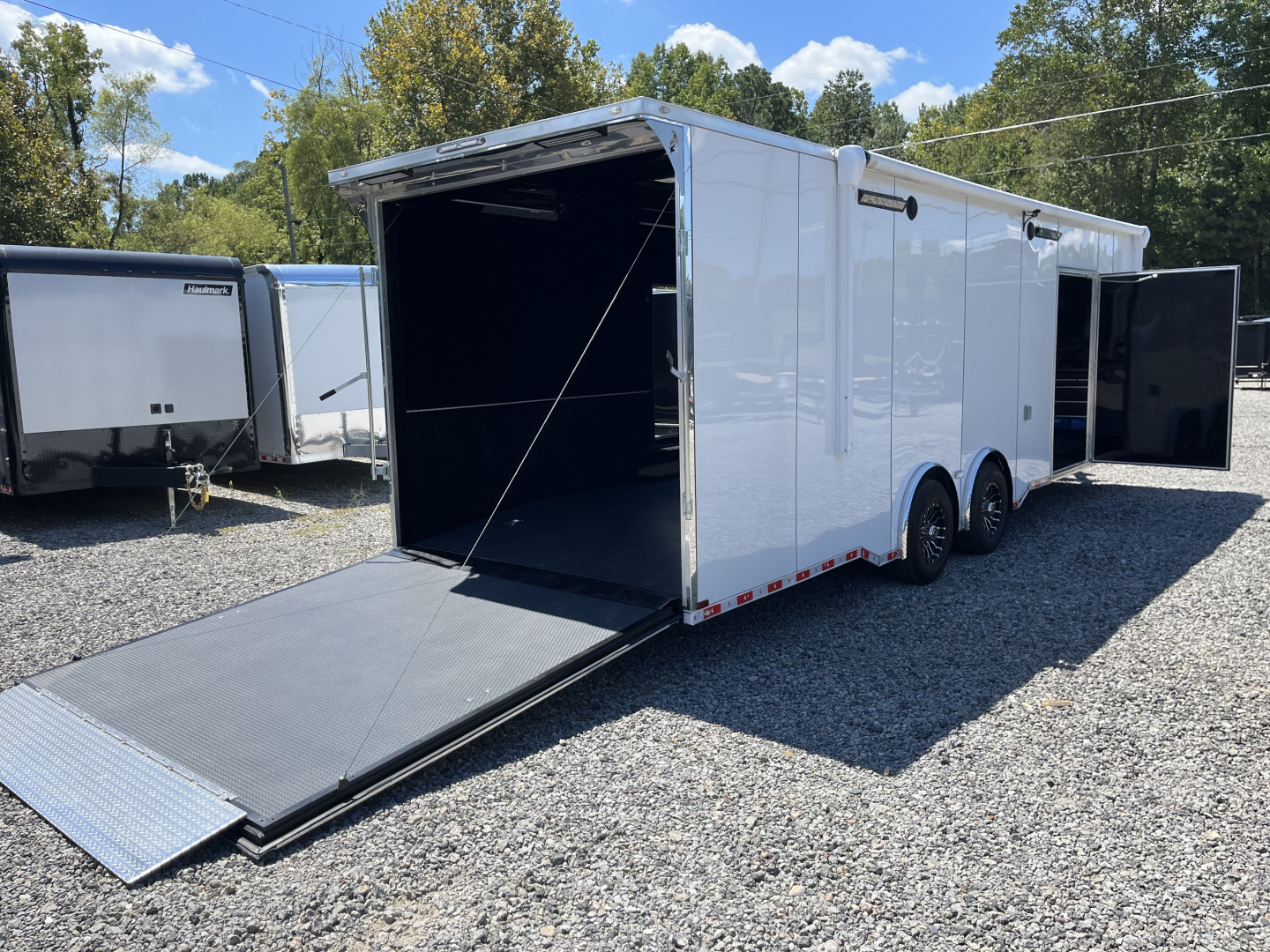 New 2026 Spartan 8.5x28 Race Trailer, PolyCor, Escape Door, 7'6" Interior, 14K GVWR, A/C, Awning, Rubber Coin PKG, Generator Compartment