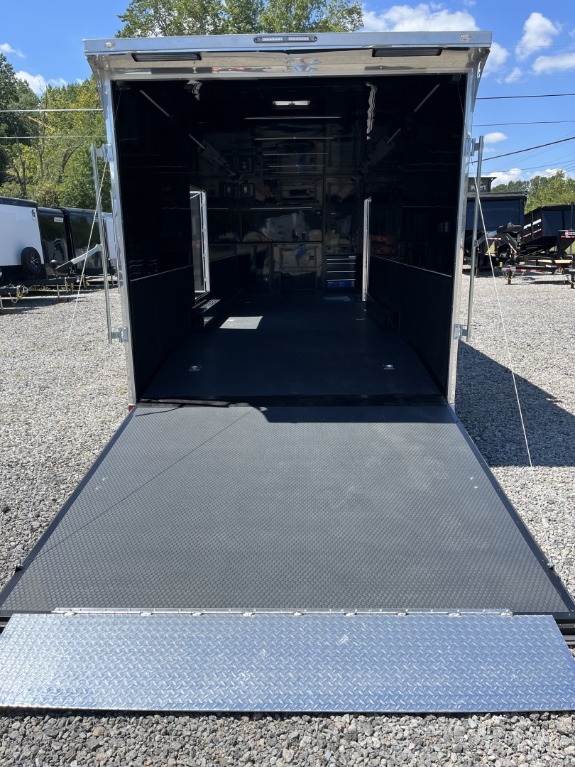 New 2026 Spartan 8.5x28 Race Trailer, PolyCor, Escape Door, 7'6" Interior, 14K GVWR, A/C, Awning, Rubber Coin PKG, Generator Compartment